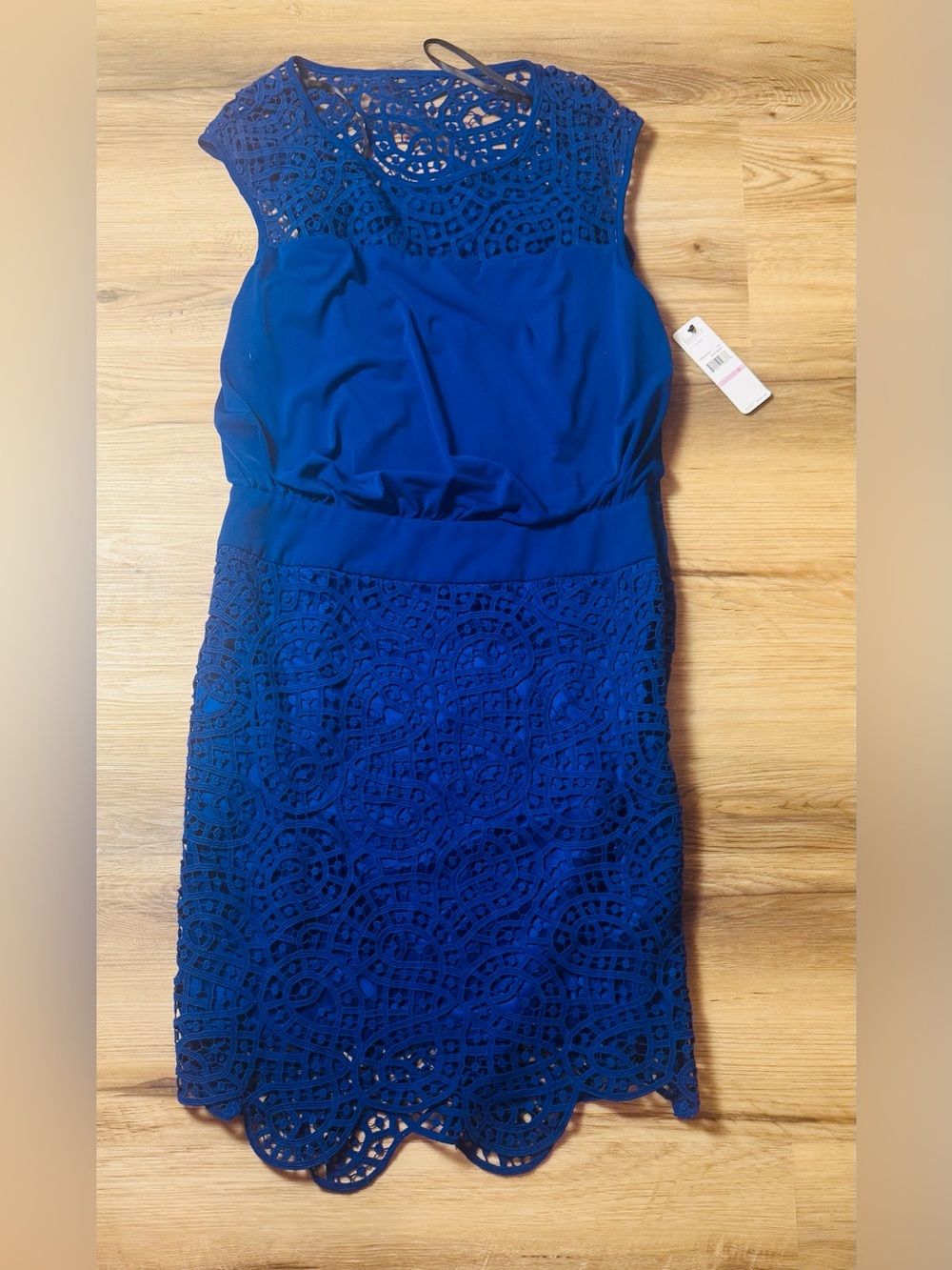 NWT Laundry Shelli Segal Blue Lace Sheath Dress Sz 6 $265 MSRP